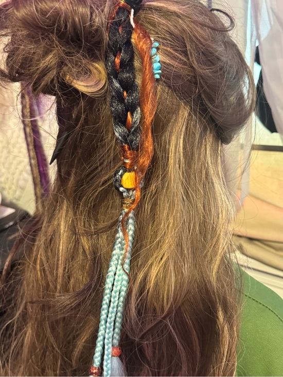 Handmade Accessories - Bohemian Braided Hair Wrap Accessory with Turquoise Beads - Unbranded